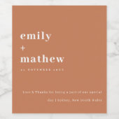 ミニマルはっきりしたモダンRust Orangeタイポグラフィ結婚's ワインラベル (シングルラベル)