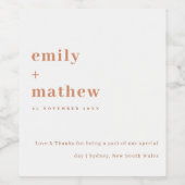 ミニマルはっきりしたモダンRust Orangeタイポグラフィ結婚's ワインラベル (シングルラベル)