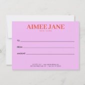 ミニマルはっきりしたラグジュアリーブティックオレンジギフトカード (裏面)