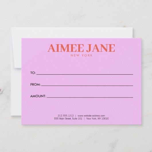 ミニマルはっきりしたラグジュアリーブティックオレンジギフトカード (裏面)