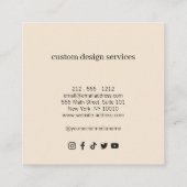 ミニマルはっきりしたラグジュアリーブティックダークアイボリー スクエア名刺 (裏面)