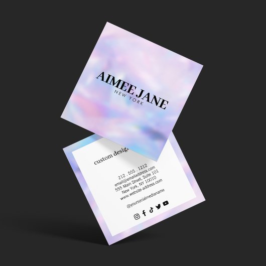 ミニマルはっきりしたラグジュアリーブティックホログラフィー スクエア名刺