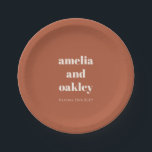 ミニマルはっきりしたラスト秋レトロカスタムウェディング ペーパープレート<br><div class="desc">ミニマはっきりしたリスト錆秋レトロシンプルカスタムウェディング紙プレート</div>