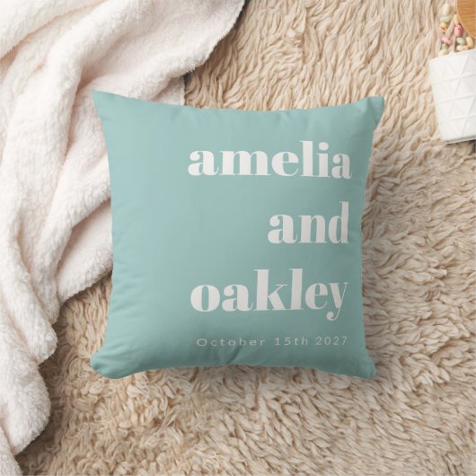 ミニマルはっきりしたリストアクアブルーレトロカスタムウェディング クッション (ブランケット)