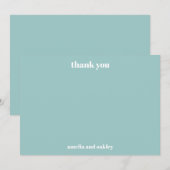 ミニマルはっきりしたリストアクアブルーレトロカスタムウェディング サンキューカード (正面/裏面)
