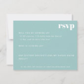 ミニマルはっきりしたリストアクアブルーレトロカスタムウェディング 出欠カード (正面)