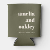 ミニマルはっきりしたリストオリーブ秋レトロカスタムウェディング 缶クーラー (正面)