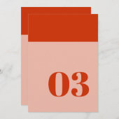 ミニマルはっきりしたリストオレンジピ結婚ンクのテーブル番号 (正面/裏面)