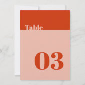 ミニマルはっきりしたリストオレンジピ結婚ンクのテーブル番号 (裏面)