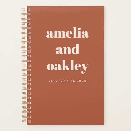 ミニマルはっきりしたリストオレンジレトロカスタムウェディング プランナー手帳 (正面)