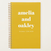 ミニマルはっきりしたリストサマーイエローレトロカスタムウェディング プランナー手帳 (正面)