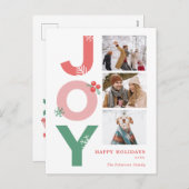 ミニマルはっきりしたリストジョイ3フォトコラージファミリー シーズンポストカード (正面/裏面)