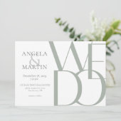 ミニマルはっきりしたリストセージホワイト結婚式招待状 招待状 (スタンド正面)