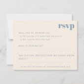 ミニマルはっきりしたリストダスティブルーレトロカスタムウェディング 出欠カード (正面)