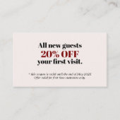 ミニマルはっきりしたリストパステルレッドブラックサロンクーポン 割引カード (正面)