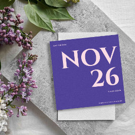 ミニマルはっきりしたリストパープル赤面結婚式の日付を保存 案内状