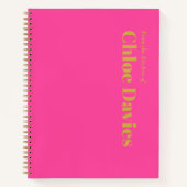 ミニマルはっきりしたリストピンクと金ゴールドモノグラム名レシピ ノートブック (正面)