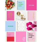 ミニマルはっきりしたリストピンクと金ゴールドモノグラム名レシピ ノートブック