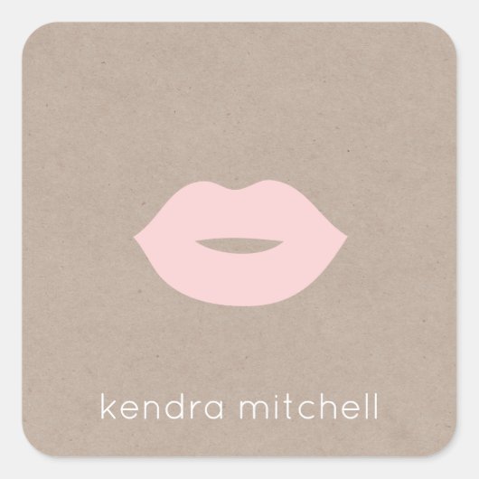 ミニマルはっきりしたリストピンクリップロゴメイクアップアーティストクラフト スクエアシール (正面)