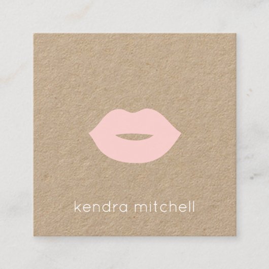 ミニマルはっきりしたリストピンクリップロゴメイクアップアーティストクラフト スクエア名刺 (正面)