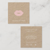 ミニマルはっきりしたリストピンクリップロゴメイクアップアーティストクラフト スクエア名刺 (正面/裏面)