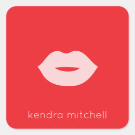 ミニマルはっきりしたリストピンクリップロゴメイクアップアーティストレッド スクエアシール