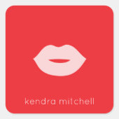 ミニマルはっきりしたリストピンクリップロゴメイクアップアーティストレッド スクエアシール (正面)