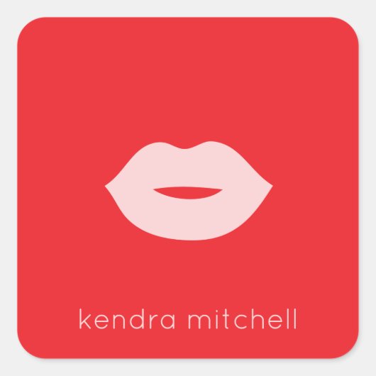 ミニマルはっきりしたリストピンクリップロゴメイクアップアーティストレッド スクエアシール (正面)