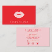 ミニマルはっきりしたリストピンクリップロゴメイクアップアーティストレッド 名刺 (正面/裏面)