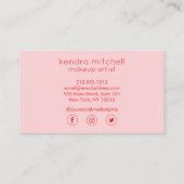 ミニマルはっきりしたリストピンクリップロゴメイクアップアーティストレッド 名刺 (裏面)