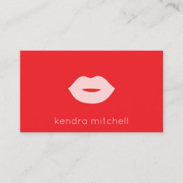 ミニマルはっきりしたリストピンクリップロゴメイクアップアーティストレッド 名刺