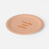 ミニマルはっきりしたリストピーチオレンジレトロカスタムウェディング ペーパープレート (アングル)