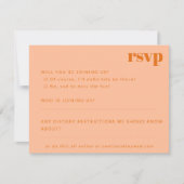 ミニマルはっきりしたリストピーチオレンジレトロカスタムウェディング 出欠カード (正面)