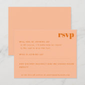 ミニマルはっきりしたリストピーチオレンジレトロカスタムウェディング 出欠カード (正面/裏面)