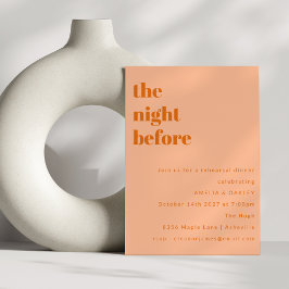 ミニマルはっきりしたリストピーチシンプルリハーサルディナー 招待状