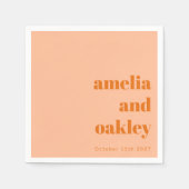 ミニマルはっきりしたリストピーチレトロカスタムウェディング スタンダードカクテルナプキン (正面)