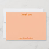 ミニマルはっきりしたリストピーチ秋レトロカスタムウェディング サンキューカード (正面)