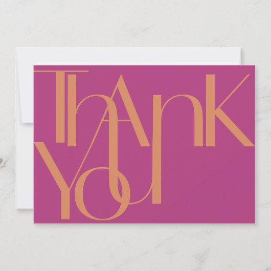 ミニマルはっきりしたリストフォトマゼンタオレンジありがとう車 サンキューカード (正面)