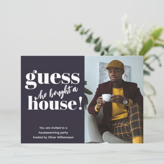 ミニマルはっきりしたリストフォト引っ越し祝いパーティーパーティー招待状 (スタンド正面)