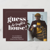 ミニマルはっきりしたリストフォト引っ越し祝いパーティーパーティー招待状 (正面/裏面)