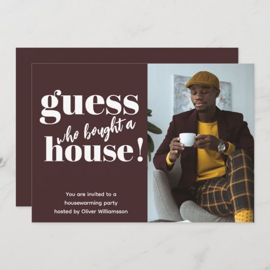 ミニマルはっきりしたリストフォト引っ越し祝いパーティーパーティー招待状 (正面/裏面)