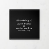 ミニマルはっきりしたリストブラックとホワイト結婚ズ 三つ折り招待状 (カバー)