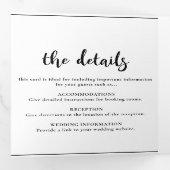 ミニマルはっきりしたリストブラックとホワイト結婚ズ 三つ折り招待状 (内部最初)