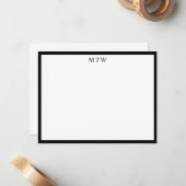 ミニマルはっきりしたリストブラックスクエア縁どモノグラム ノートカード (正面/裏面インサイチュ)