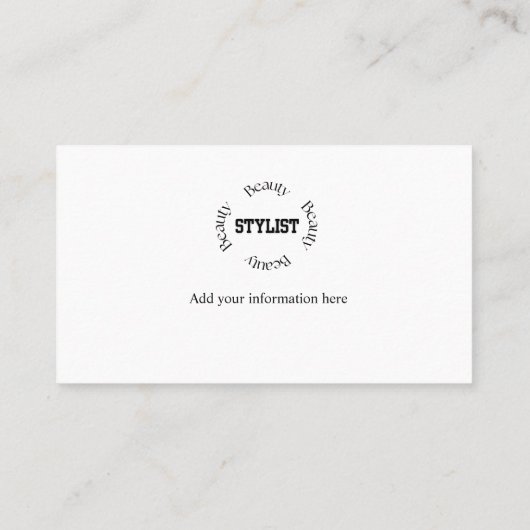 ミニマルはっきりしたリストブラックタイポグラフィ美しいスタイリスト 名刺 (裏面)
