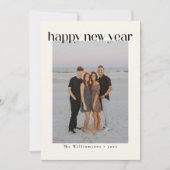 ミニマルはっきりしたリストブラックハッピーニューイヤーカスタム写真 シーズンカード (正面)