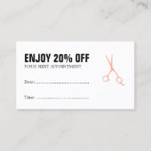 ミニマルはっきりしたリストブラックホワイトヘアアポイントメントクーポン 割引カード (正面)