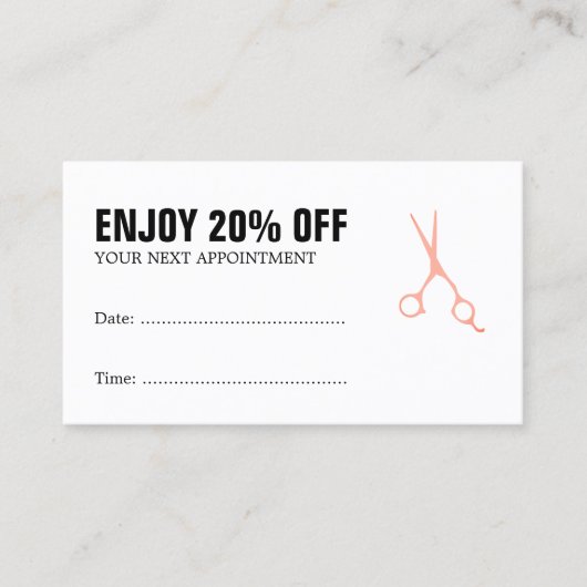 ミニマルはっきりしたリストブラックホワイトヘアアポイントメントクーポン 割引カード (正面)