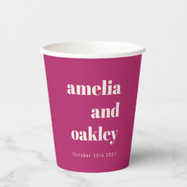 ミニマルはっきりしたリストベリーパープルレトロカスタムウェディング 紙コップ