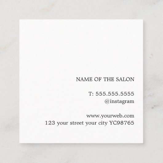 ミニマルはっきりしたリストベージュナチュラルブラックヘアサロン スクエア名刺 (裏面)
